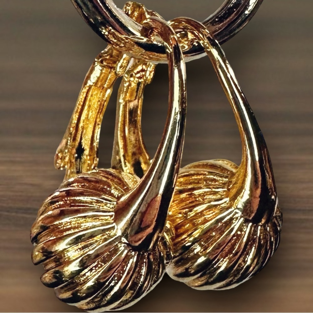 NEW Goldtone Modern Ribbed Sphere Leverback Hoop Dangle Earrings